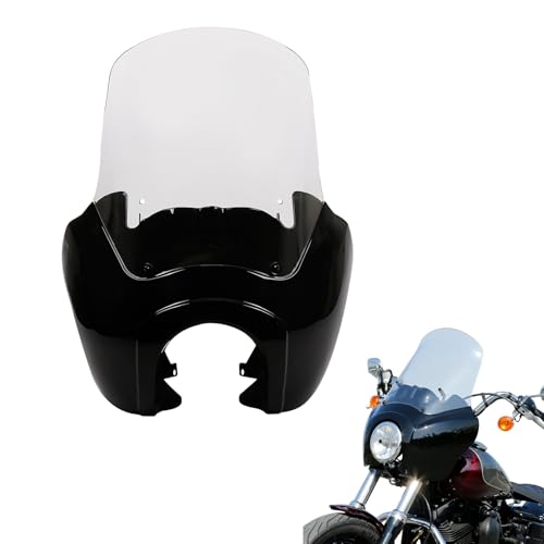 TCMT Front Fairing  15 Windscreen Fits For Harley Dyna Street Fat Bob Wide Glide Gloss BlackClear