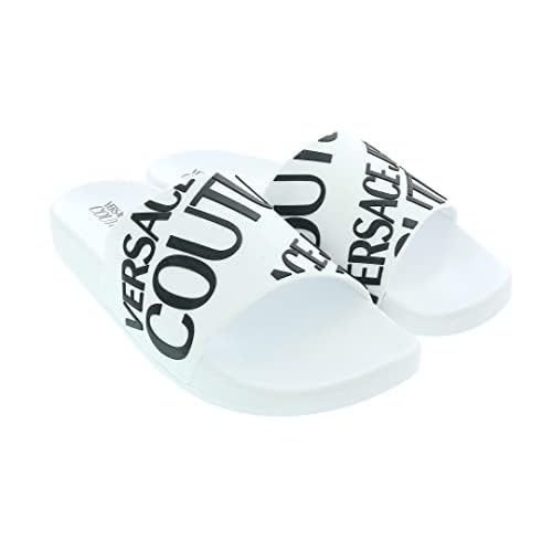 VERSACE JEANS COUTURE Mens White Signature Pattern Pool Slide