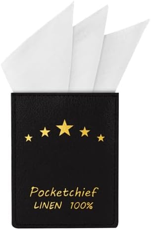 Pre-Folded White Silk Pocket Squares for Men, Handkerchief Accessories Pocket Square Holder for Men's Suit, Jacket