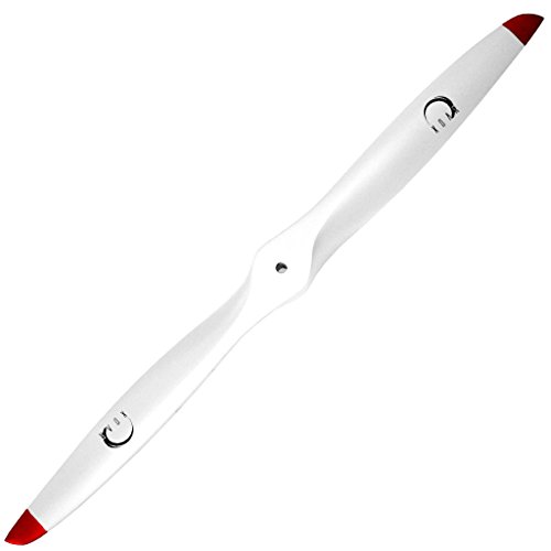 XOAR PJM 28x8 White The Sword RC Model Airplane Propeller. 28 Inch 2 Blade Painted Wood Prop with Red Tips for Gas Engines