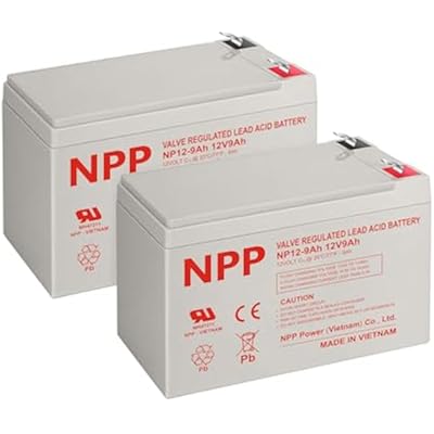 NPP NP12-9Ah 12V 9Ah AGM Battery, F2 Terminals, Rechargeable UPS Battery Backup Replacement for UPS, Alarm Emergency Lighting Verizon FiOS GT12080-HG,PS-1290, E300 Electric Scooter 2Pcs