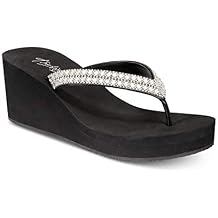 Thalia Sodi Womens Emira Faux Leather Embellished Wedge Sandals