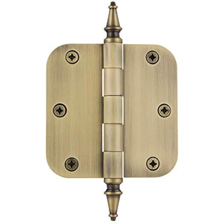 Nostalgic Warehouse 746069 3.5 Steeple Tip Residential 58 Radius Corners Door Hinge, Antique Brass, 1 Count Pack of 1