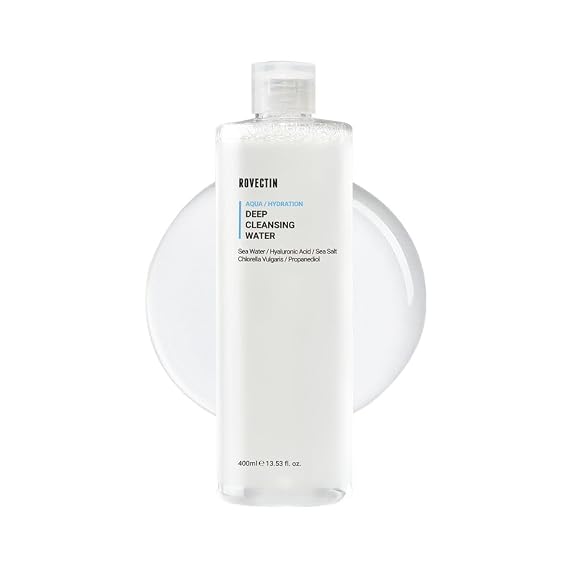 ROVECTIN Aqua Deep Cleansing Water (13.5fl.oz, 400ml)- Impurities Remover from Ocean deep with Hyaluronic Acid and Marine Plants from Jeju Island