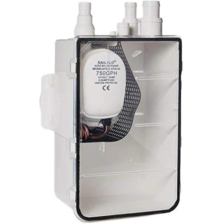 Sailflo Boat Marine Shower Sump Pump Drain Kit System - 12v - 750 GPH - Multi-port Inlet
