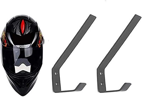 Helmet Hanger, Helmet Hooks, Helmet Stand, Motorcycle Helmet Holder, Jacket Hanger - Backpack Hooks, Helmet Rack Wall Mount Display & Storage Rack with Mounting Screws - No Hat, Style B, 2-Pcs