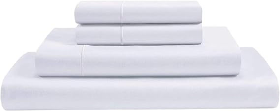 100% Giza Egyptian Dreams Cotton, [4 PCs] 18" Extra Deep Pocket Bed Sheet Set, Giza-Cotton-My-Sheets-&-Pillow-Cases, Finest Long Staple, Soft Sateen Weave |Twin, White|