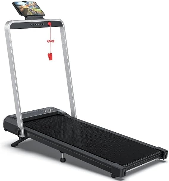 Walking Pad Treadmills, Under Desk Treadmill with Handle Bar, 10% Incline | WELLFIT Walking Pad with 350+LBS Weight Capacity, Portable Small Treadmill for Home Office, Upright Placement, Plug to Use