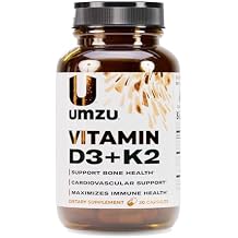 UMZU Vitamin D3 K2 Supplement, (30 Day Supply) MK-4 & MK-7 Bone Density, Calcium Absorption & Immune Support Heart and Joint Wellness Daily Support Vitamin D3 K2 Bone Health Supplement