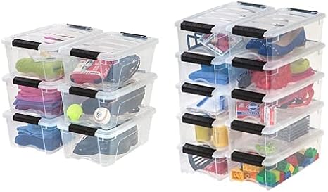IRIS USA, Inc. TB-42 12 Quart Stack & Pull Box, Clear, 6 Stack and Pull TB-35 5 Quart Stack & Pull Box, Clear