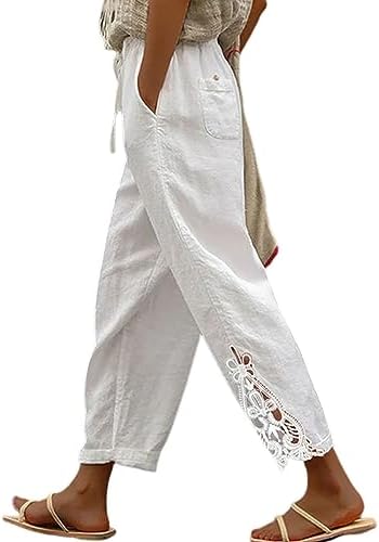 Acelitt Women Casual Lightweight Drawstring Elastic Waist Pants with Pockets, S-XXL