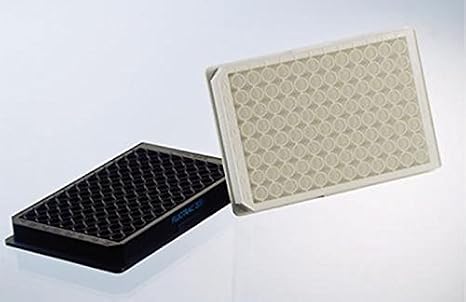 655077 Black Polystyrene FLUOTRAC 600 Microplate, Flat Bottom, High Binding, Chimney Style, 96 Well (Pack of 40)