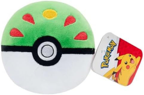 Pokemon 4" Pokeball Plush - Soft Stuffed Poke Ball Toy with Weighted Bottom (Friend Ball)