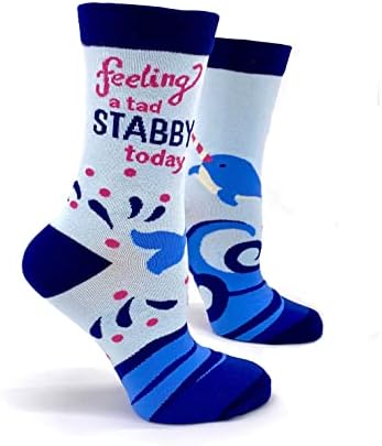 Fabdaz Feeling a Tad Stabby Today Funny Narwhal Novelty Crew Socks for Women