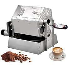 Electric Coffee Bean Roaster, 3.4L Drum Type Stainless Steel Coffee Roaster Machine Gas Coffee Bean Baker with Thermometer for Home and Commercial Use
