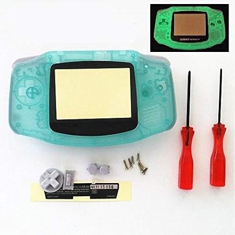JMXLDS New Replacement Full Housing Shell Cover Case Pack Backlight Backlit for Gameboy Advance GBA Repair Part-Luminous Green Edition