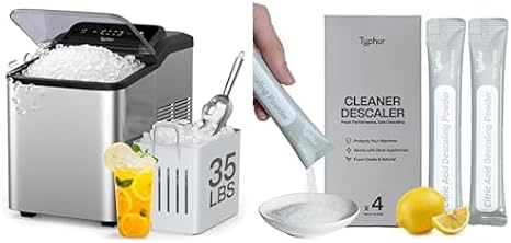 Typhur Fast Nugget Ice Maker with Self-Cleaning Pump + Typhur Ice Machine Cleaner and Descaler 4 Individually Packed Uses