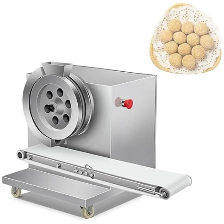 Fully Automatic Rounding Machine, 200W Commercial Mochi Dough Forming Machine, with Conveyor and Stop Button Design, 0-90pcsmin Small Rounding Machine for Bean Buns, Sweet Potato Balls, Rice Balls