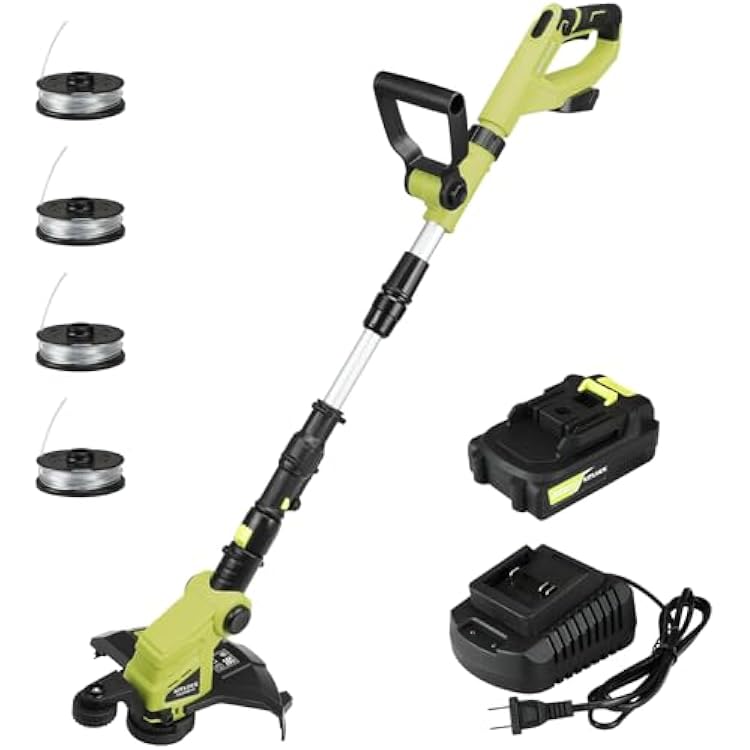 KITLUCK 20V String Trimmer, Electric Lawn Mower Weed Cutter with Auto Line Feed, 12-inch Grass Trimmer Edger Lawn Tool with 4 PCS Spool Line and 2.0Ah Battery for Lawn Care, Yard, Garden