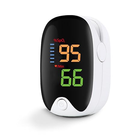 Finger Pulse Oximeter, Oxygen Monitor Finger Adults & Kids, 5-Second Quick Test, High Definition Backlit Color LED Display, Blood Oxygen Saturation Monitor & Heart Rate Monitor (White)