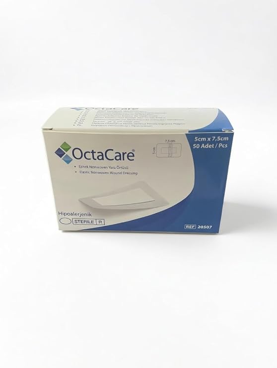 OctaCare Esnek Nonwoven Steril Yara Örtüsü, 5 cm x 7,5 cm, Hipoalerjenik, 50 Adet