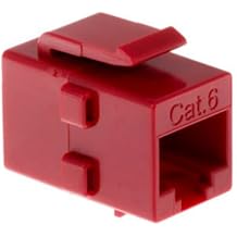 CablesAndKits Cat6 RJ45 Inline Coupler Keystone Jack (Red) Female to Female Ethernet Adapter, Snap-in Feed-Thru Connector for Wall Plate & Patch Panel, Gold Plated Contacts, Cat5e/Cat6 Compatible