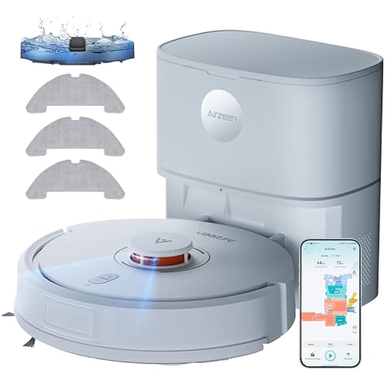 Robot Vacuum and Mop, Self-Emptying Robot Vacuum Cleaner with 5000Pa Suction, Laser Navigator with Smart Mapping Robotic Vacuums, 150Mins Runtime,Schedule,App Alexa Control for CarpetPet Hair,Silver