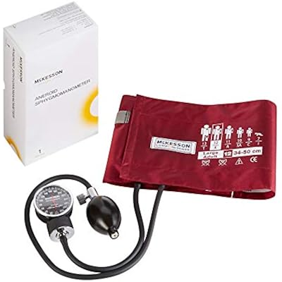 McKesson Aneroid Sphygmomanometer Manual Blood Pressure Cuff Monitor with Carrying Case, Cuff 34-50 cm, Burgundy, 1 Count