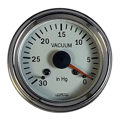 Vacuum Gauge Chrome BezelWhite dial