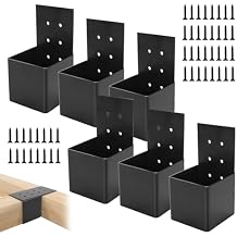 6 PCS Heavy Duty Pergola DIY Joist Bracket Connector Brace with Screws for 4''x4'' Wood Posts, Beam Support for Patio, Log Cabin, Fence