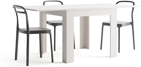 Mobili Fiver, Square extendable Dining Table, Eldorado, 35.4(70.9) x35.4 in, White Ash, for 4-8 People, Expandable Dining Table for Kitchen, Italian Furniture