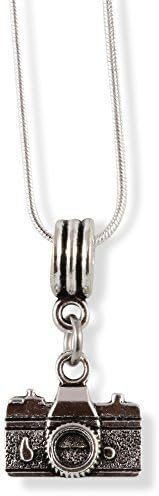 Dave The Bunny Photographer Necklace | Camera Necklace Silver Plated Snake Chain Camera Jewelry for Photographers Women or Men