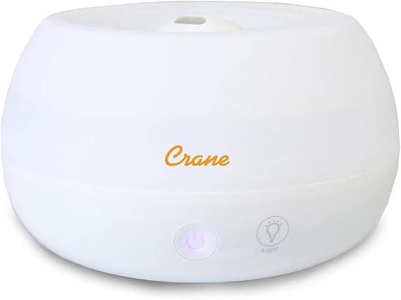 Crane Portable Ultrasonic Travel Humidifier & Aroma Diffuser 0.2 Gallon Cool Mist, No Filter Required, Optional Essential Oil Tray, Whisper-Quiet for Babies, Travel, Small Rooms (White)