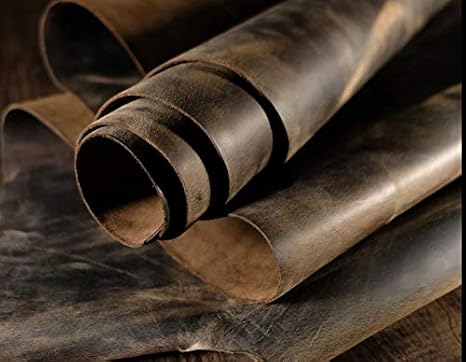 Tannery Finished Full Grain Buffalo Genuine Leather Hides Crafts | Home Decor Leather Crafting Tooling Sewing Hobby Workshop - Dark Brown, 24x24