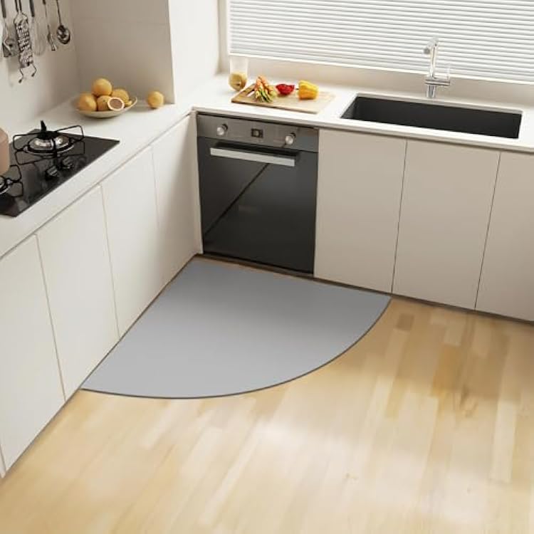 Eanpet Triangle Kitchen Corner Rugs Quick Dry Kitchen Mat for Floor Nonslip Washable Solid Floor Mats Water Absorbent Area Rug Comfort Standing Mat for Door Mat,Sink,Laundry Room,Grey,31.5 Inch