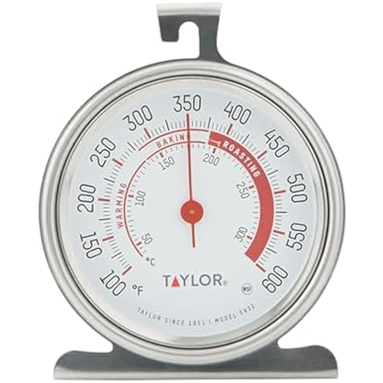 Taylor Precision Products Large Dial Thermometer, Silver
