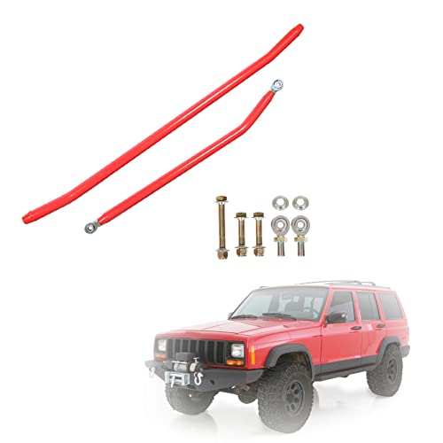 Red Steering Linkage Drag Link Tie Rod Upgrade Kit Crossover Steering Kits Replacement for Cherokee-XJ 1984-2001