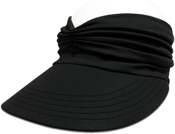 Sun Hat Women Sun Beach Visor Cap UV Protection with Wide Brim for Sports Beach Golf Hiking (Black)