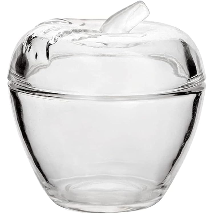 GLass Relief Apple Sugar Bowl Candy Dish Food Storage Container with Lid