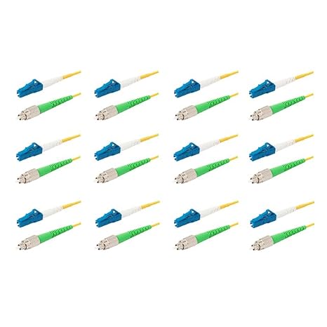 SpeedyFiberTX 12-Pack 3 Meter LC/UPC to FC/APC 3.0mm Simplex Yellow Riser OFNR Fiber Patch Cable, Corning SMF-28 Singlemode 9/125um OS1/OS2 Compatible Ultra Optical Fiber