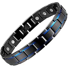 MagEnergy Men's Magnetic Bracelets,Titanium Steel Magnetic Wristband with 3500 Gauss magnets 8.5'' Adjustable with Jewelry Gift Box for Father's Day
