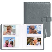 CAIYOULE 80 Pockets Photo Album for Polaroid Now/600/i-Type, PU Leather Photo Album Book for Fujifilm Instax Wide 400/300/210, 4.25x3.39" Photo Wide Film Album, for Instax/Polaroid Wide series, Grey