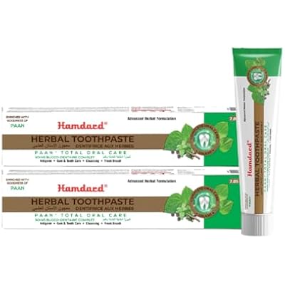 Hamdard Paan Total Oral Care Toothpaste 200g  7.05 Oz Pack of 2 | Herbal Ayurvedic Toothpaste with Paan Flavor | Fluoride-Free | Gum Care, Fresh Breath & Natural Oral Hygiene