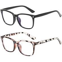 OWL Blue Light Blocking Glasses, 2 Pack Square Adult Computer Use Eyeglasses, Unisex Squared Frame Screen Time Gaming Specs