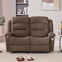 Weture Oversized Recliner Loveseat with Heat and Massage, Wall-Hugger Reclining Sofa with Cup Holders and USB Port, Big Large 2-Seater Double RV Recliner Loveseat for Living Room (Fabric, Brown)