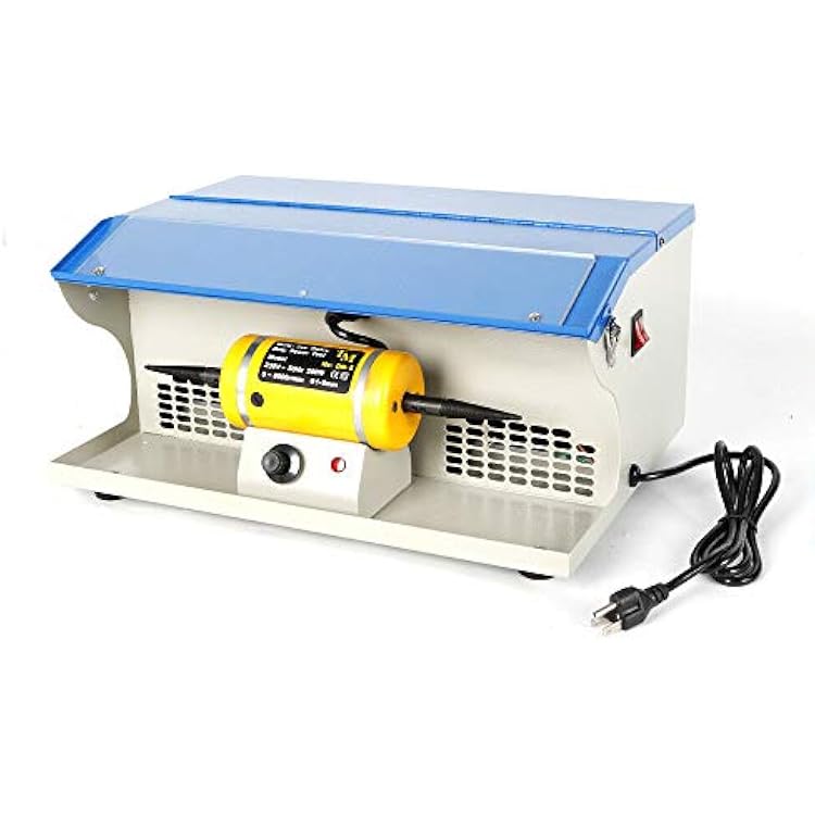 Bench Jewelry Polishing Machine Rock Buffing Polisher Dust Collector w Light 200W