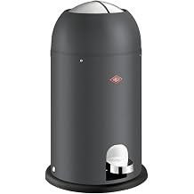 WESCO Kickmaster Junior waste bin in matt graphite, powder-coated sheet steel, integrated damper, 12 litre volume, plastic insert, insert flap