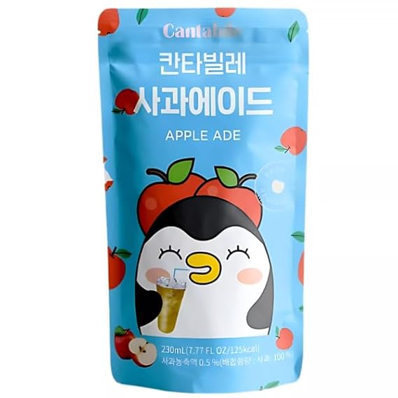 Cantabile Korean Convenience Store Pouch Drink Ready-to-Drink Refreshing Beverage Imported from Korea (1 Pack, Apple)