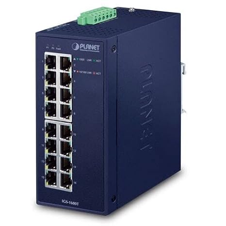 Planet Industrial 16-Port 10/100/1000T Network Gigabit Ethernet Switch
