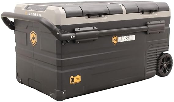 Massimo Motor E-Kooler AC/DC Travel Cooler Fridge for Vehicle RV Boat Fishing Camping, Iceless Electric, Portable Freezer Fridge APP Control (95 Liter) (Batteries Sold Separately)